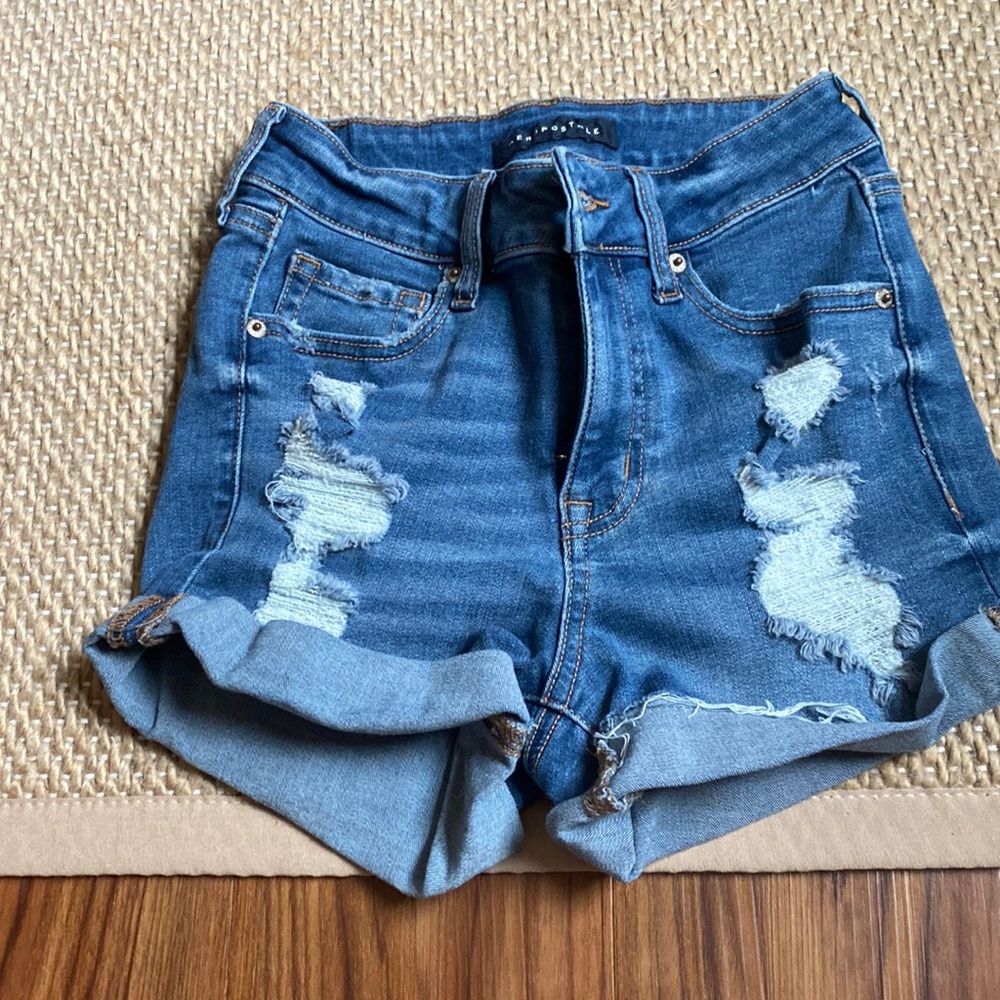 Aeropostale high rise midi denim shorts